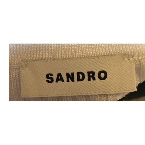 Sandro Olympe Collared Cardigan Sweater in Blanc Size 1 US Small New with tags - Picture 3 of 4